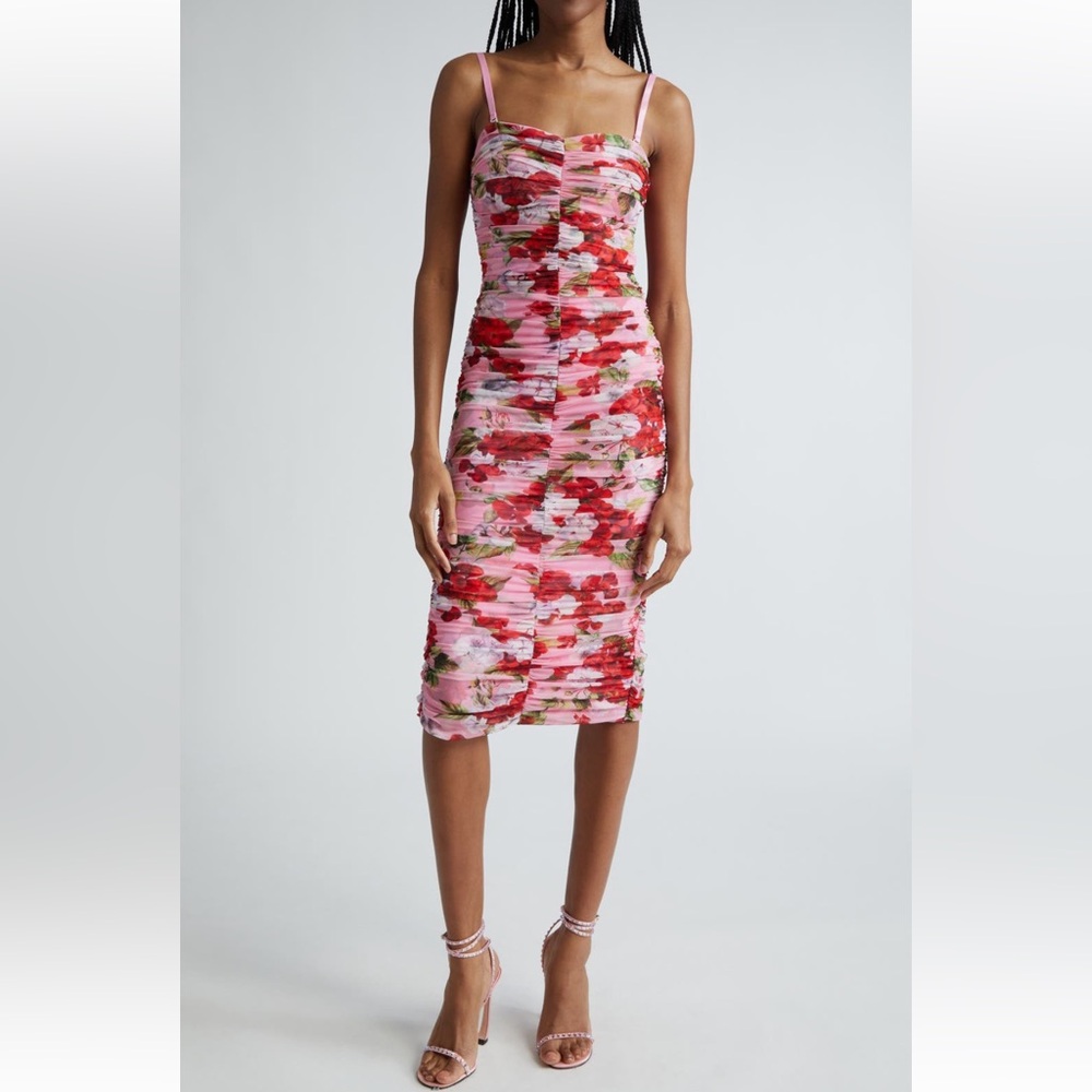 L’AGENCE Caprice Floral Print Ruched Dress - size 4 💕